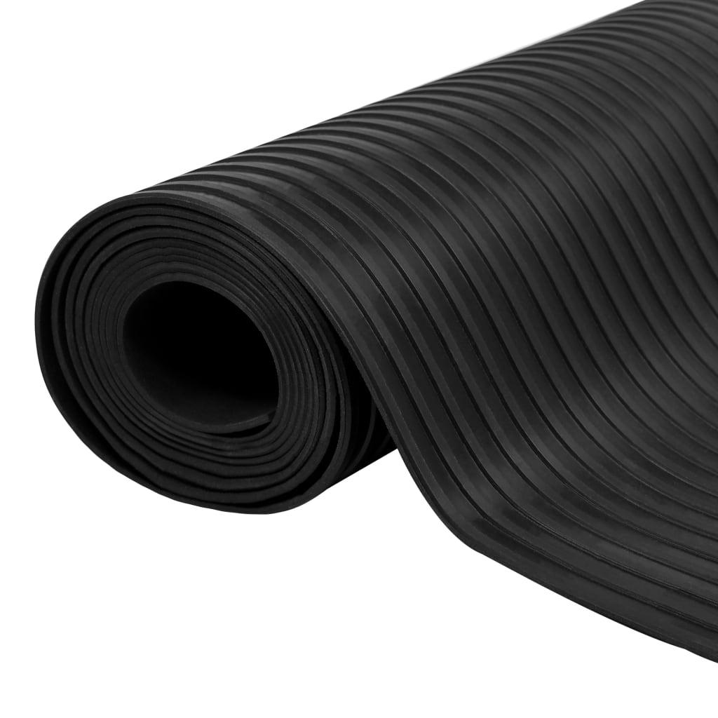 Skridsikker gulvmåtte 1,5x4 m 3 mm gummi bred rib