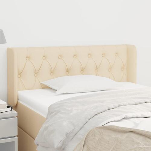 Sengegavl med kanter 93x16x78/88 cm stof cremefarvet