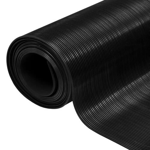 Skridsikker gulvmåtte 1,5x2 m 3 mm gummi smal rib