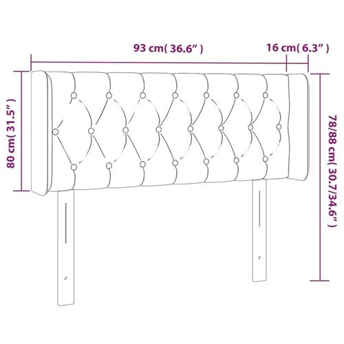 Sengegavl med kanter 93x16x78/88 cm stof cremefarvet