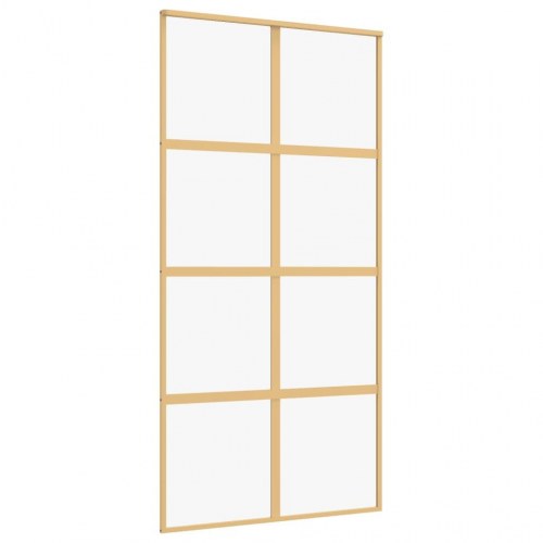 Skydedør 102,5×205 cm - klart sikkerhedsglas og aluminium, gylden