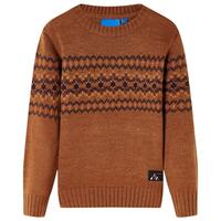 Sweater til børn str. 140 strikket cognacfarvet