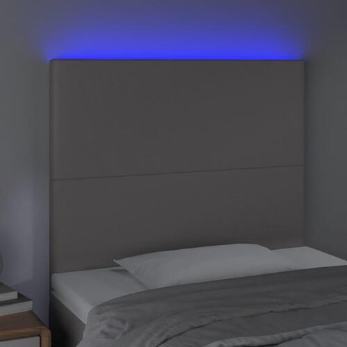 Sengegavl med LED-lys 90x5x118/128 cm kunstlæder grå