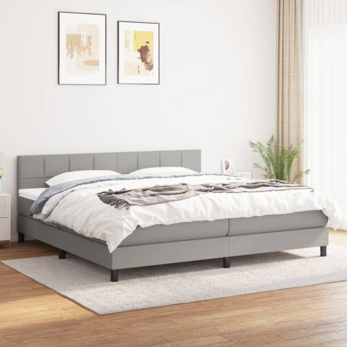 Kontinentalseng med madras 200×200 cm - stof, lysegrå