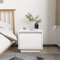Sengebord 35x34x32 cm massivt fyrretræ hvid