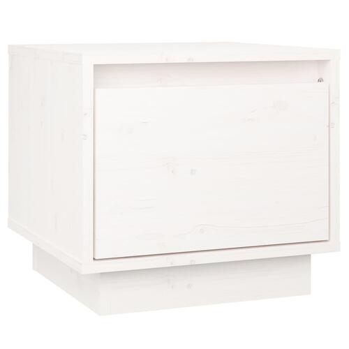 Sengebord 35x34x32 cm massivt fyrretræ hvid