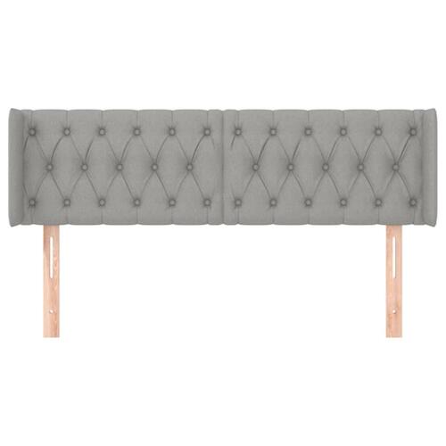 Sengegavl med kanter 147x16x78/88 cm stof lysegrå