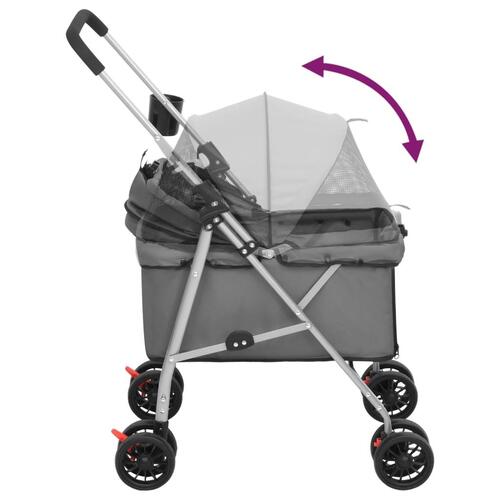 Foldbar hundeklapvogn 76x50x100 cm oxfordstof grå