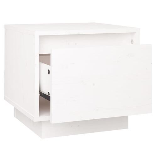 Sengebord 35x34x32 cm massivt fyrretræ hvid