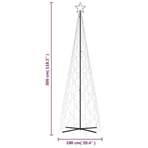 Kegleformet juletræ 100x300 cm 500 LED'er koldt hvidt lys