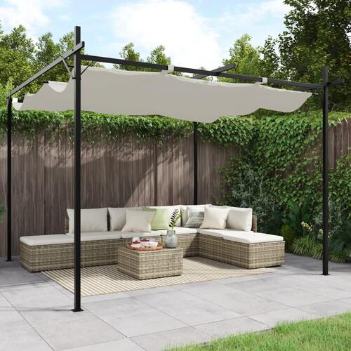 Pergola med sammenrulleligt tag 295x292x230 cm cremefarvet