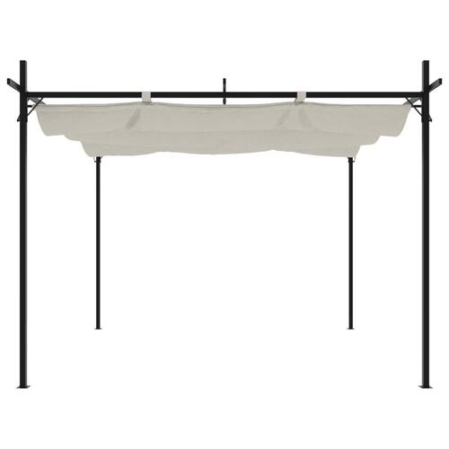 Pergola med sammenrulleligt tag 295x292x230 cm cremefarvet