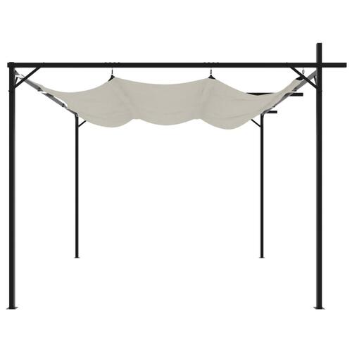 Pergola med sammenrulleligt tag 295x292x230 cm cremefarvet