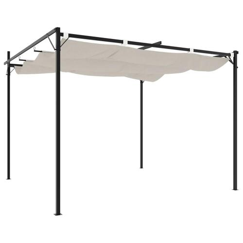 Pergola med sammenrulleligt tag 295x292x230 cm cremefarvet