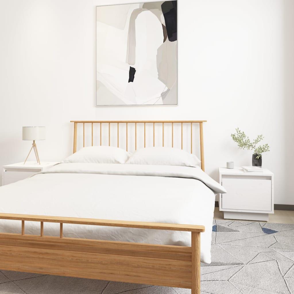 Sengeborde 2 stk. 35x34x32 cm massivt fyrretræ hvid