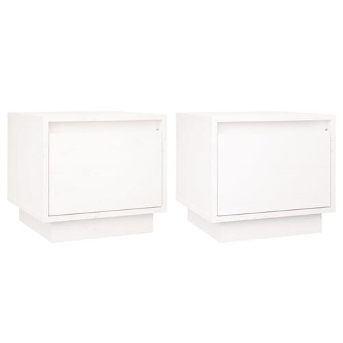 Sengeborde 2 stk. 35x34x32 cm massivt fyrretræ hvid