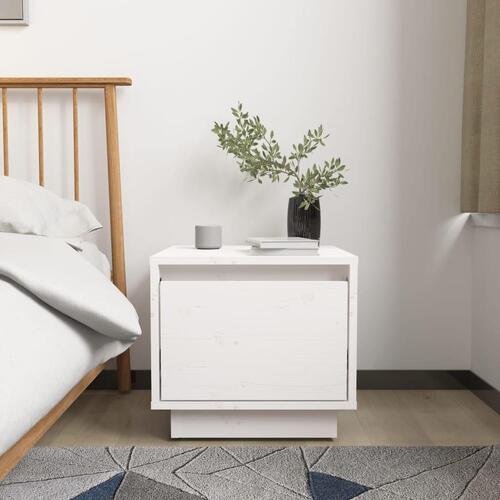 Sengeborde 2 stk. 35x34x32 cm massivt fyrretræ hvid