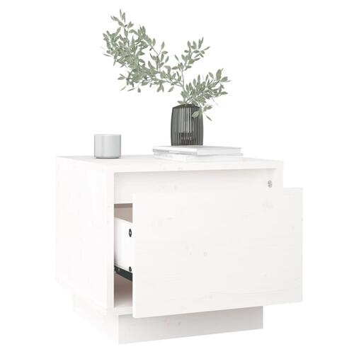 Sengeborde 2 stk. 35x34x32 cm massivt fyrretræ hvid