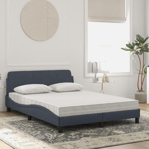 Seng med madras 140x200 cm velour mørkegrå