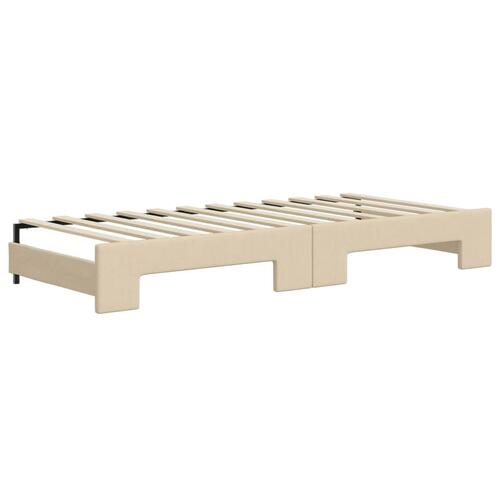 Daybed med udtræk og madras 100x200 cm stof cremefarvet
