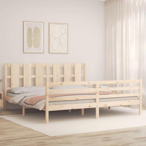 Sengeramme med sengegavl 200x200 cm massivt træ