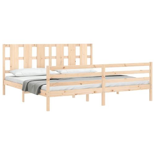 Sengeramme med sengegavl 200x200 cm massivt træ