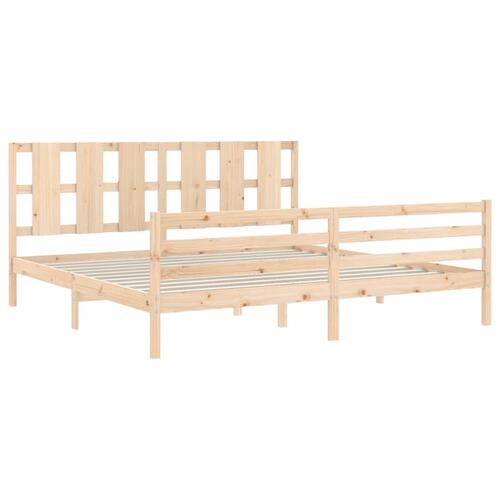 Sengeramme med sengegavl 200x200 cm massivt træ