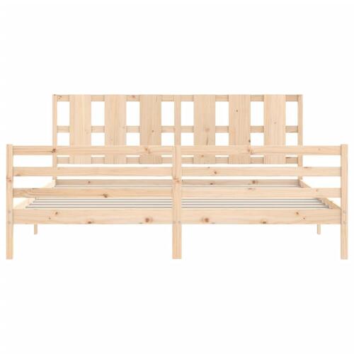 Sengeramme med sengegavl 200x200 cm massivt træ