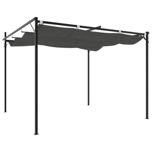 Pergola med sammenrulleligt tag 295x292x230 cm antracitgrå
