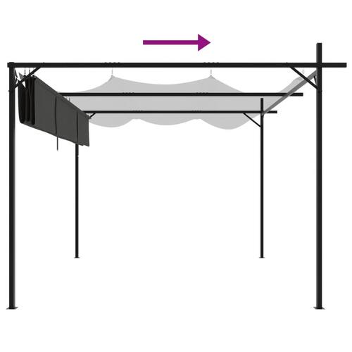 Pergola med sammenrulleligt tag 295x292x230 cm antracitgrå