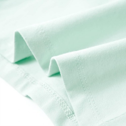 T-shirt til børn str. 116 - lys mintgrøn med regnbue og palmer