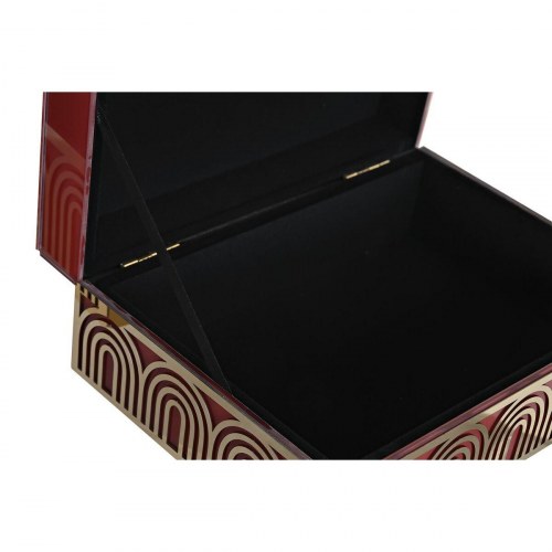 Smykkeskrin i metal, krystal og MDF - rød/guld, 25 × 18 × 10 cm (sæt af 2)