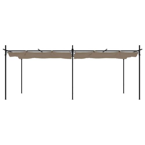 Pergola med sammenrulleligt tag 589x292x230 cm gråbrun