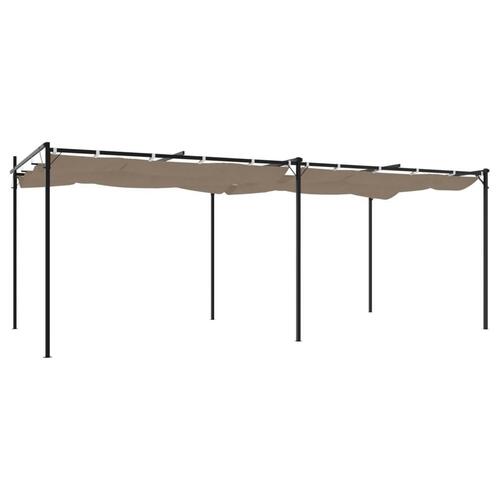 Pergola med sammenrulleligt tag 589x292x230 cm gråbrun