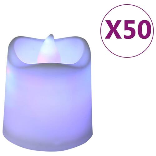 LED-fyrfadslys 50 stk. farverigt lys