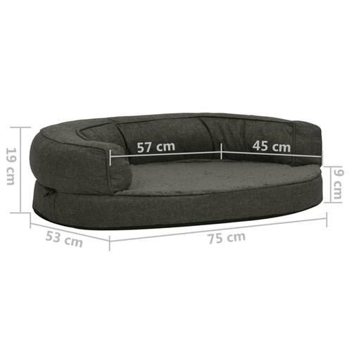 Ergonomisk hundeseng 75x53 cm hør-look fleece mørkegrå
