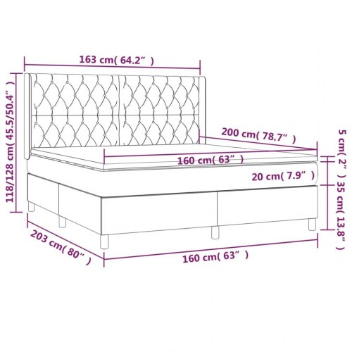 Kontinentalseng med madras 160x200 cm - stof, cremefarvet