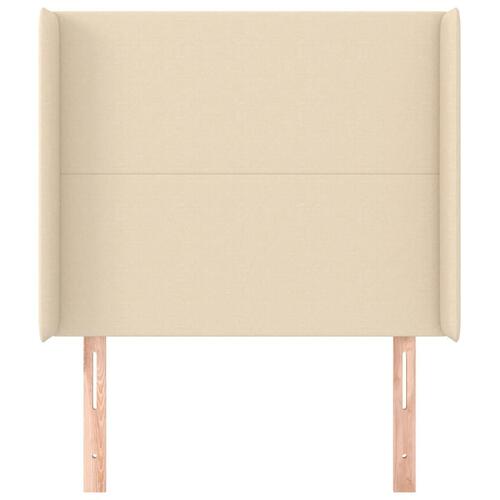 Sengegavl med kanter 93x16x118/128 cm stof cremefarvet