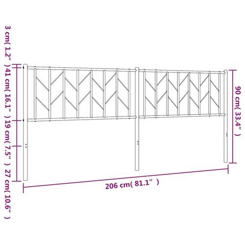 Sengegavl 200 cm metal sort