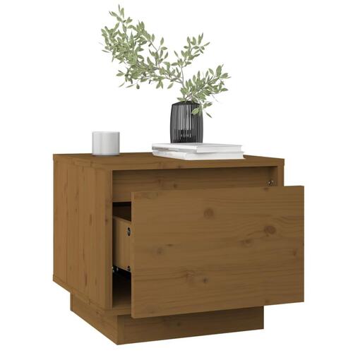 Sengeborde 2 stk. 35x34x32 cm massivt fyrretræ gyldenbrun