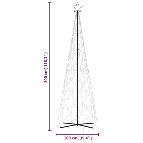 Kegleformet juletræ 100x300 cm 500 LED'er farverigt lys