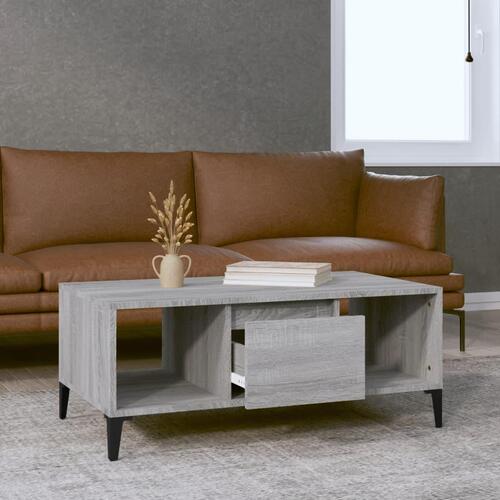 Sofabord 90x50x36,5 cm konstrueret træ grå sonoma-eg