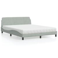 Seng med madras 160x200 cm velour lysegrå