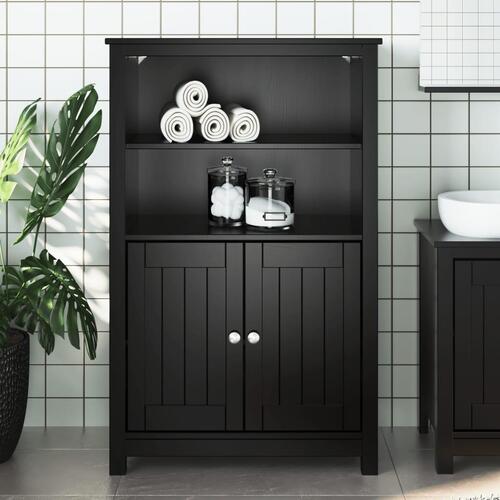 Badeværelsesskab BERG 69,5x34x110 cm massivt fyrretræ sort