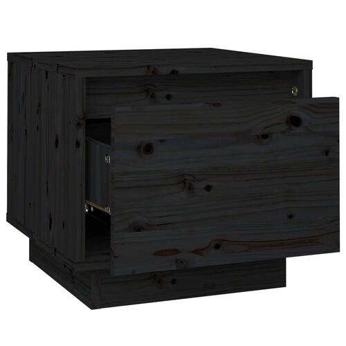 Sengeborde 2 stk. 35x34x32 cm massivt fyrretræ sort