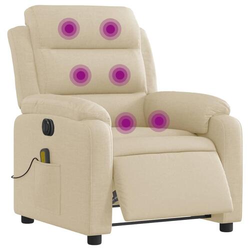 Eldrevet massagestol stof cremefarvet