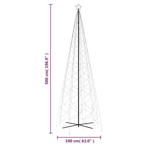Kegleformet juletræ 160x500 cm 1400 LED'er koldt hvidt lys