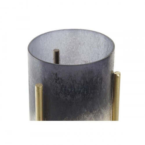 Lyseholder i metal/krystal, gylden to-farvet, 10 × 10 × 23 cm