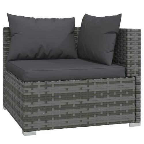 Loungesæt til haven 7 dele med hynder polyrattan grå