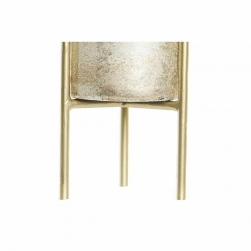 Lyseholder i metal/krystal, gylden to-farvet, 10 × 10 × 23 cm